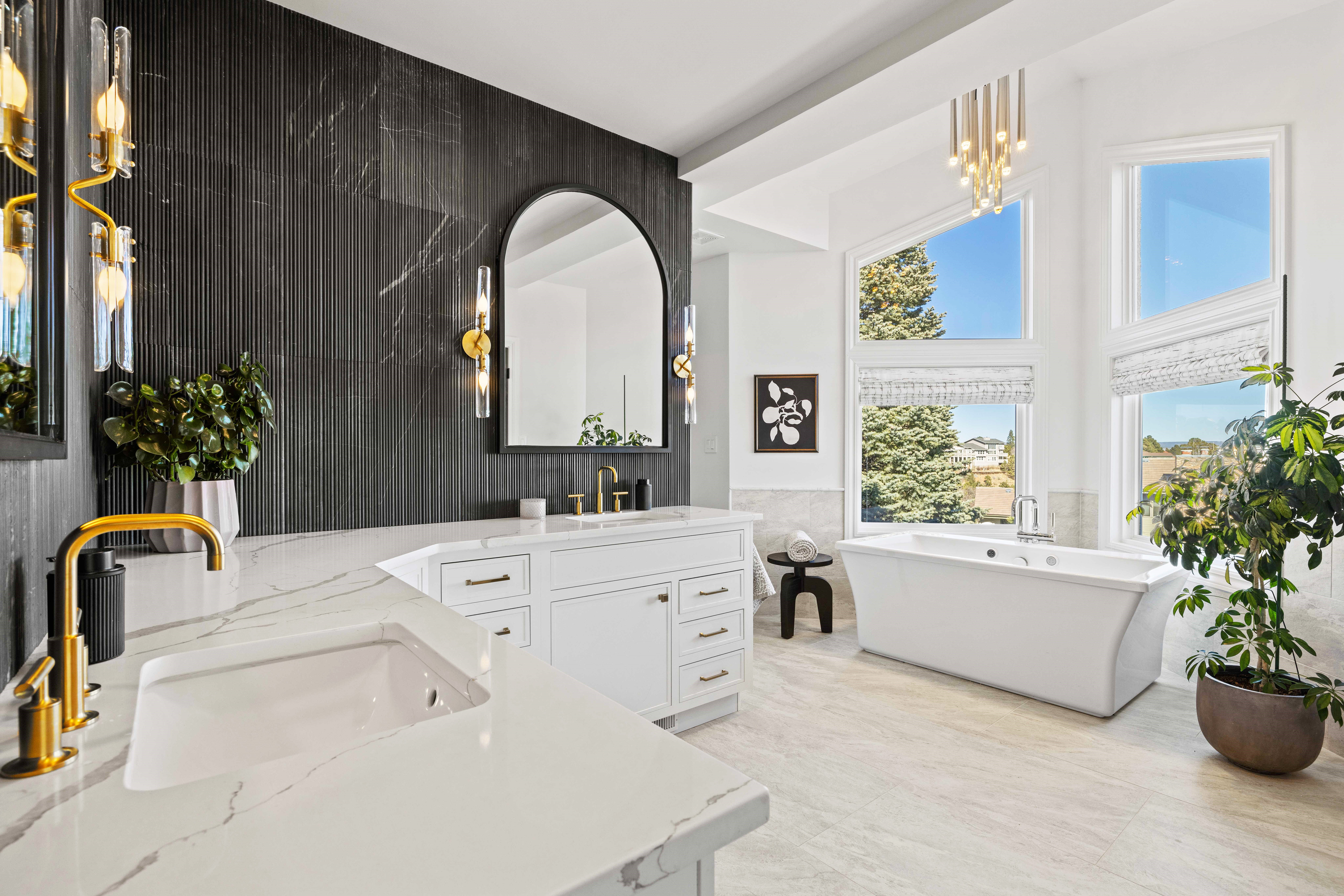 Bright primary bathroom remodeled by Alpine Contracting