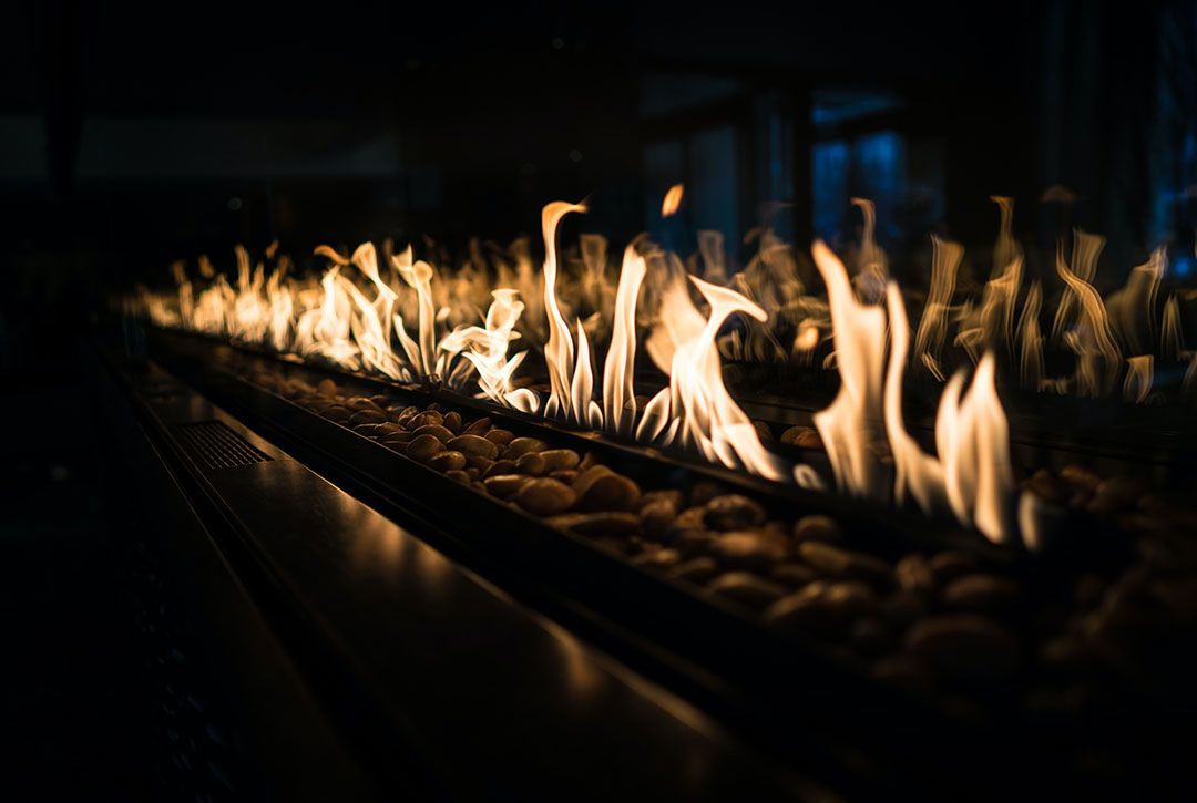 Flame flicker from a gas fire feature.