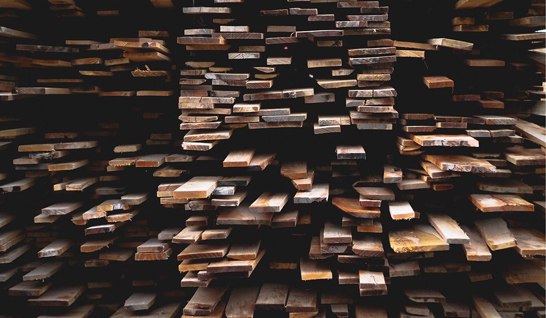 A loose stack of lumber.